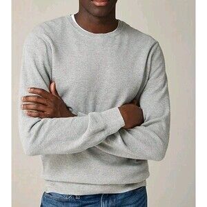 NEW J.Crew Cotton Pique-Stitch Crewneck Sweater Gray PLEASE READ BM043 Size S